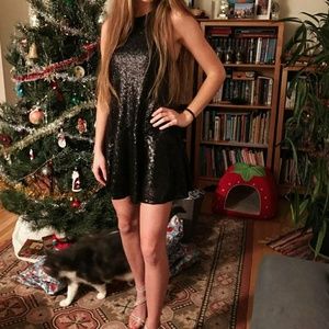 Free People Black Sequined Dress